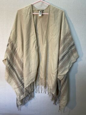 ROOTS CANADA shawl/wrap , Neutral Cream Base with EarthyStriped Accents